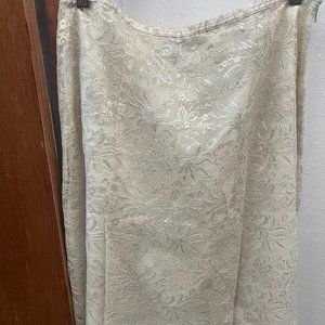 Midi White Floral Lace Skirt